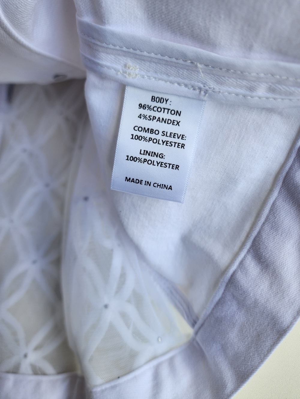 NWT AZI "Renee" White Denim JacketLace Sheer Sleeves Stretch Sz M - Picture 16 of 16